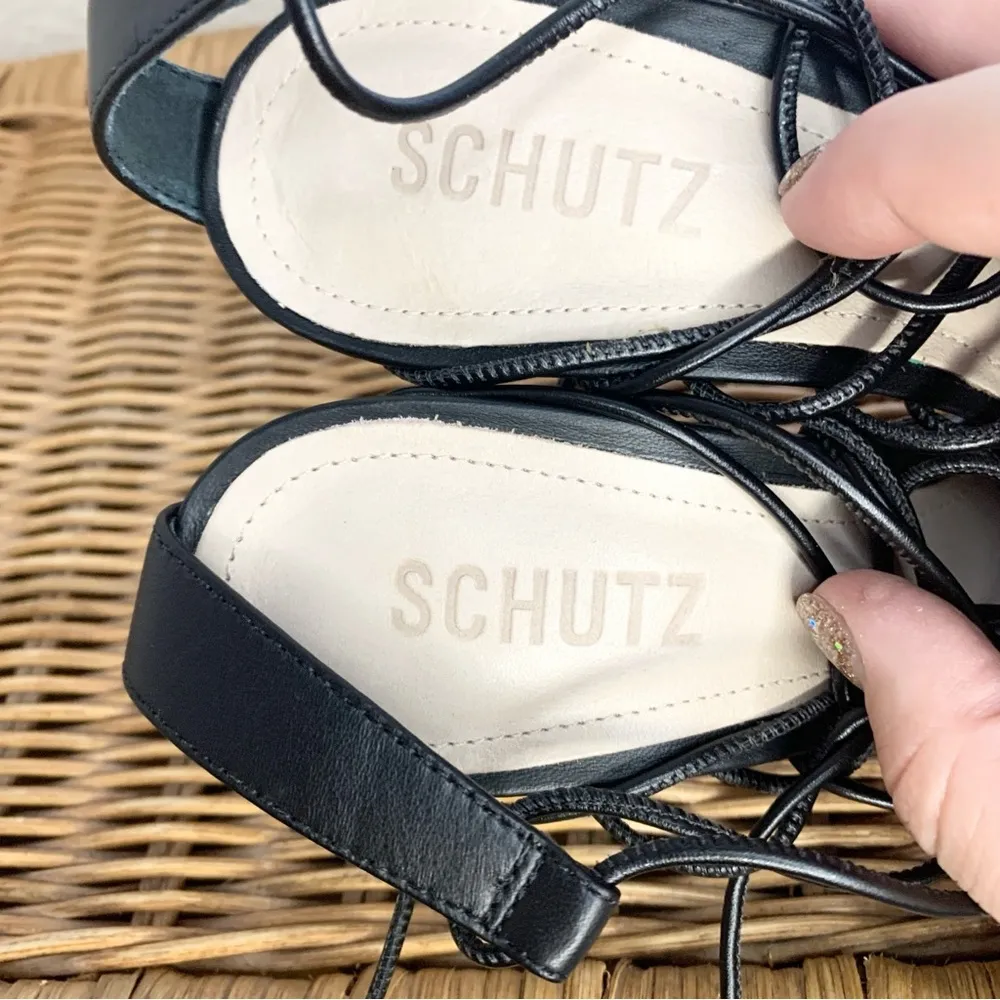 Schutz Heyde Leather Lace Up High Heel Sandal Size 8 - Image 8