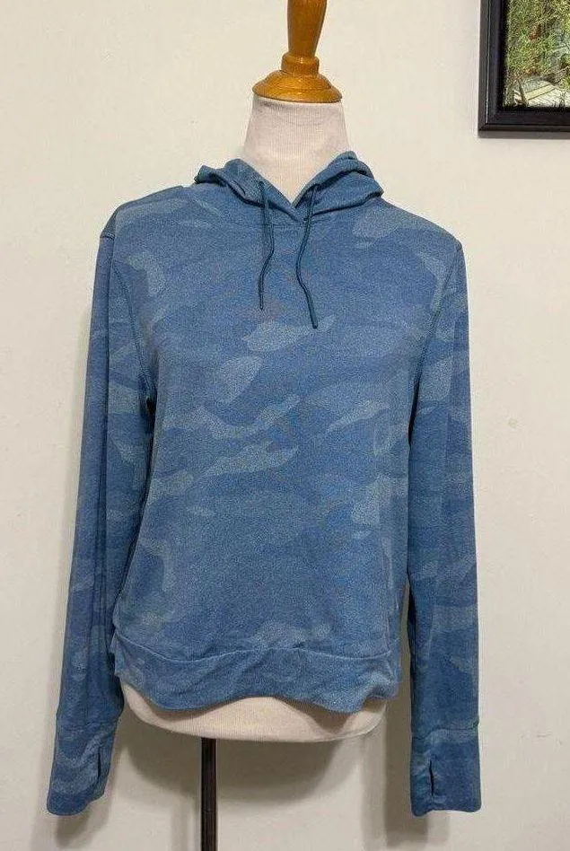 SPYDER Active Hoodie SweatShirt Blue Camouflage Stretch Pullover Size M - Image 6