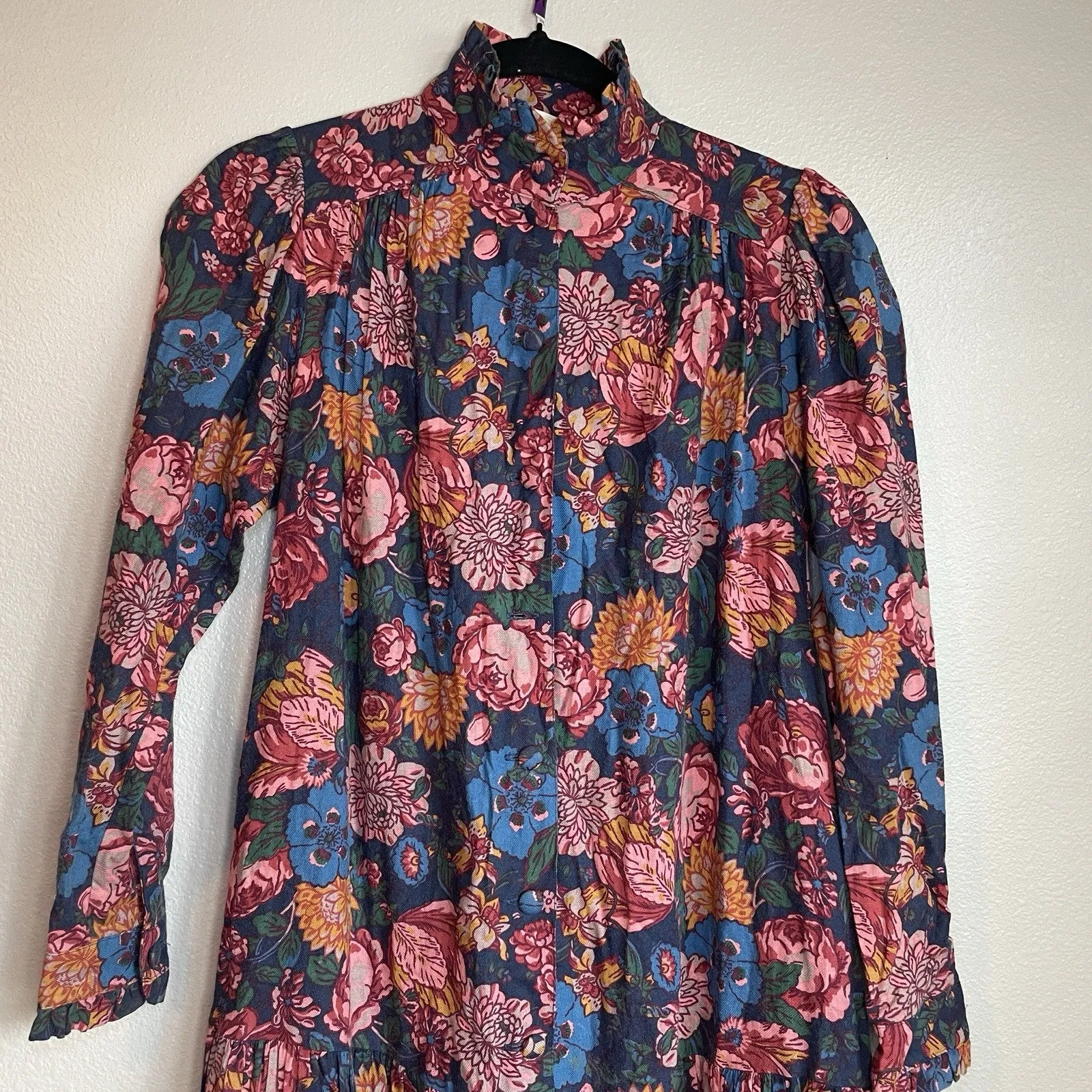 Vtg Laura Ashley Floral Cotton Wool Sz 6 Pockets Cottage Core dark academia - Image 2