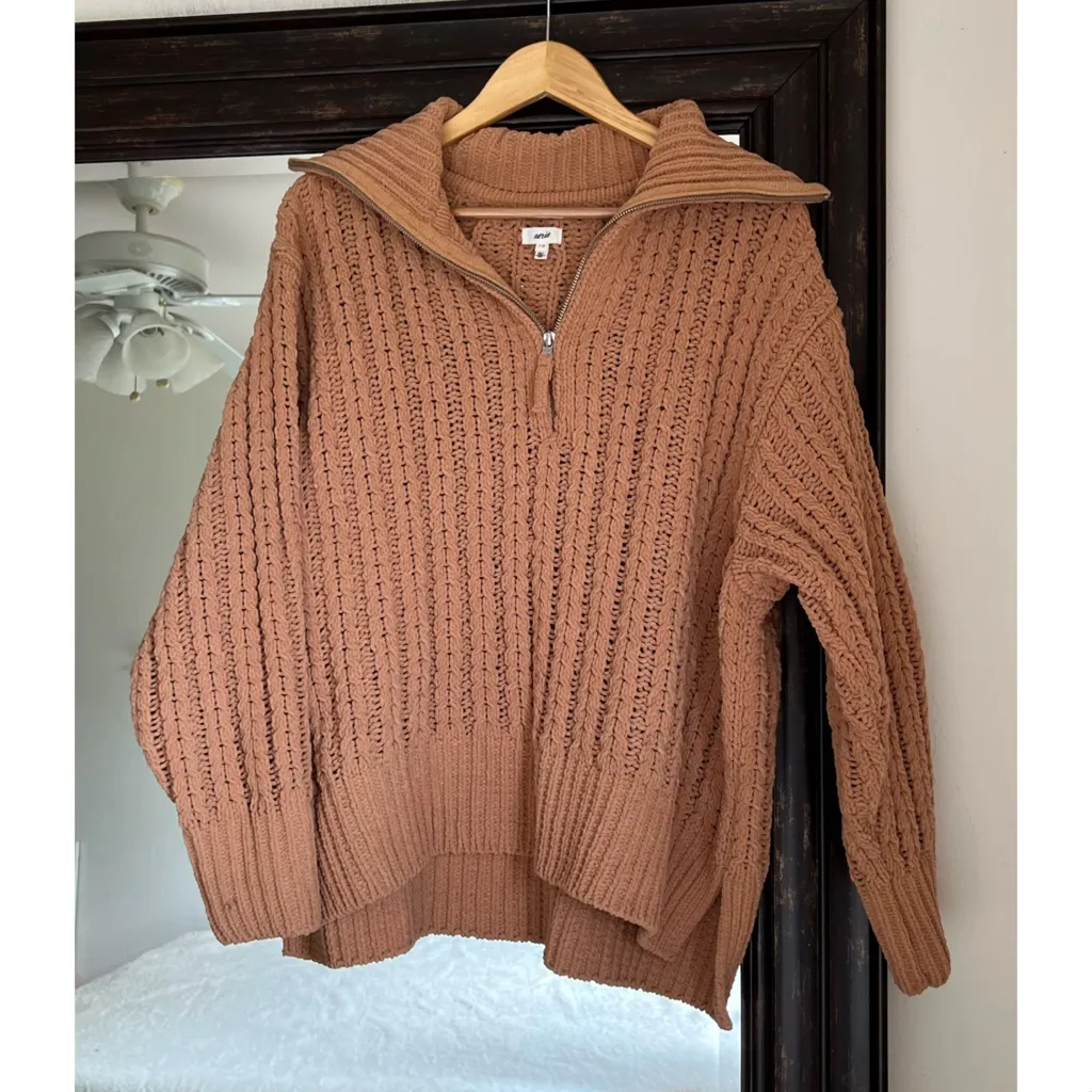 Aerie Cablecar Quarter Zip Sweater Large - Image 2
