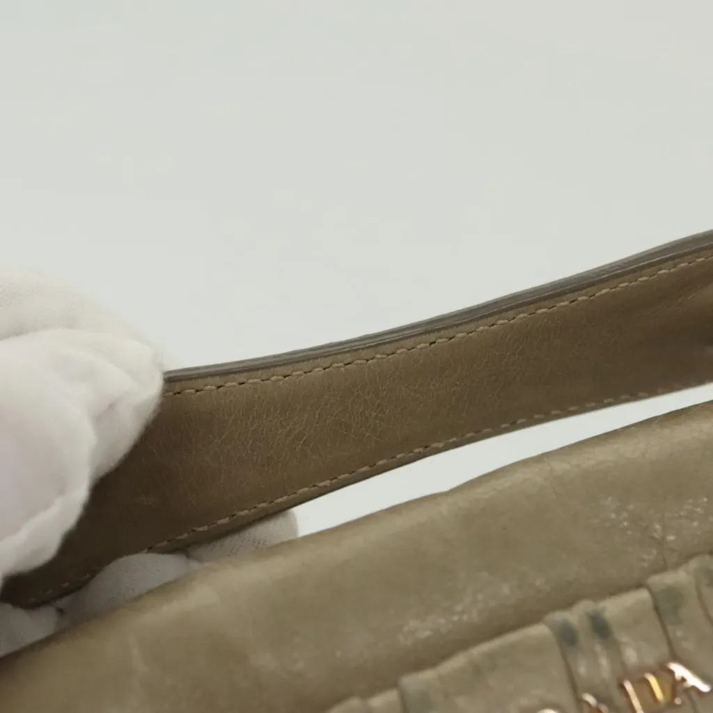 Chain Shoulder Bag Leather Beige Gold Authentic - Image 11