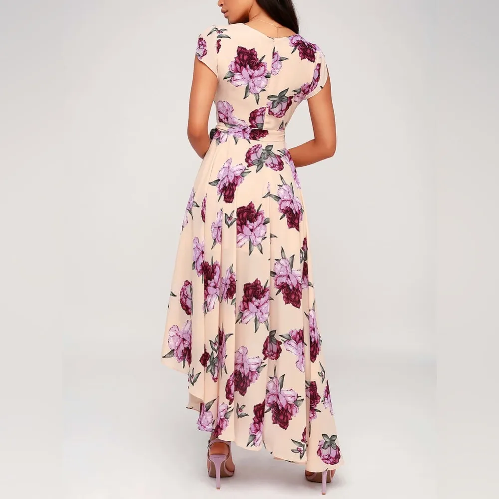 Lulus French Countryside Blush Floral Print High-Low Dress - Image 2