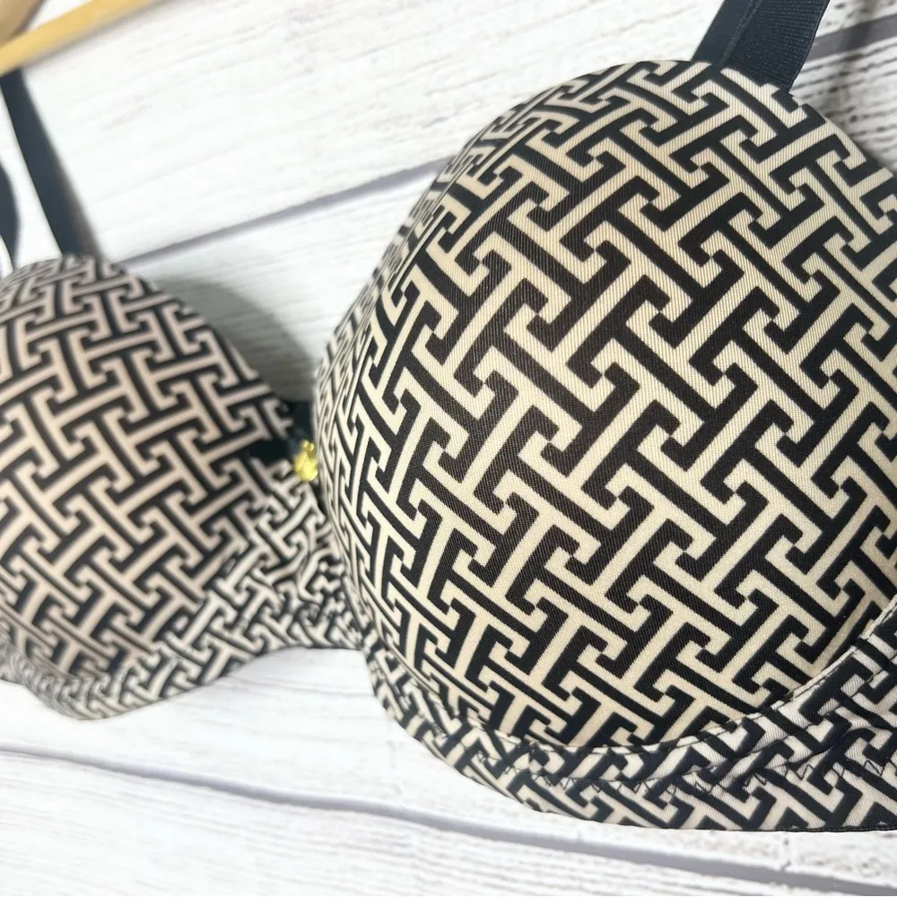 Adrienne Vittadini Black & Cream Geometric Padded Underwire T-Shirt Bra Size 38C - Image 6