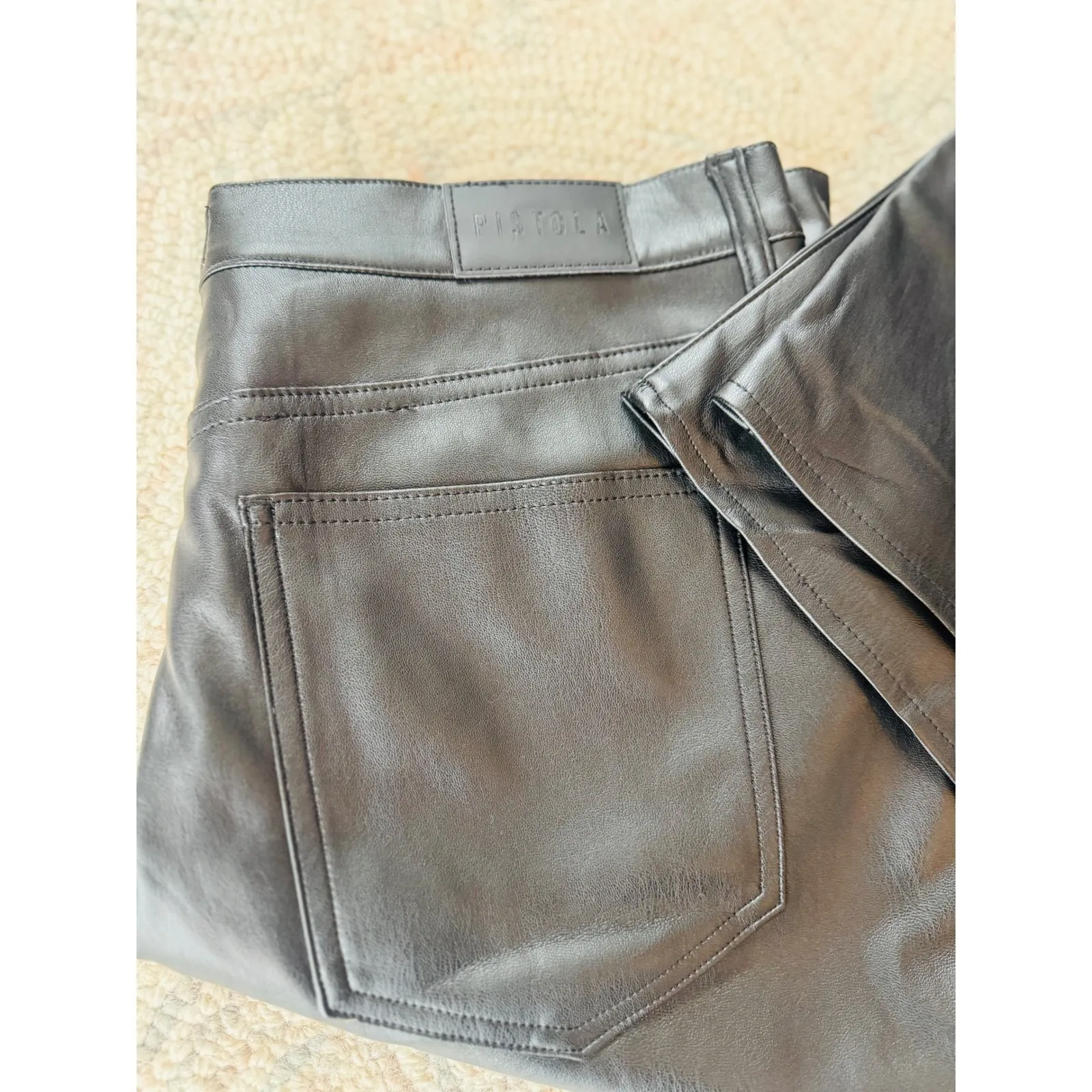 Pistola Alley Faux Leather Bootcut‎ Pants, Black, Size 14 (33 Waist), NWOT - Image 9