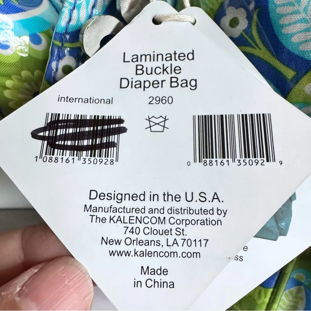 Kalencom New Orleans‎ Paisley Diaper Bag NEW Laminated Fabric Tote Blue Green - Image 3