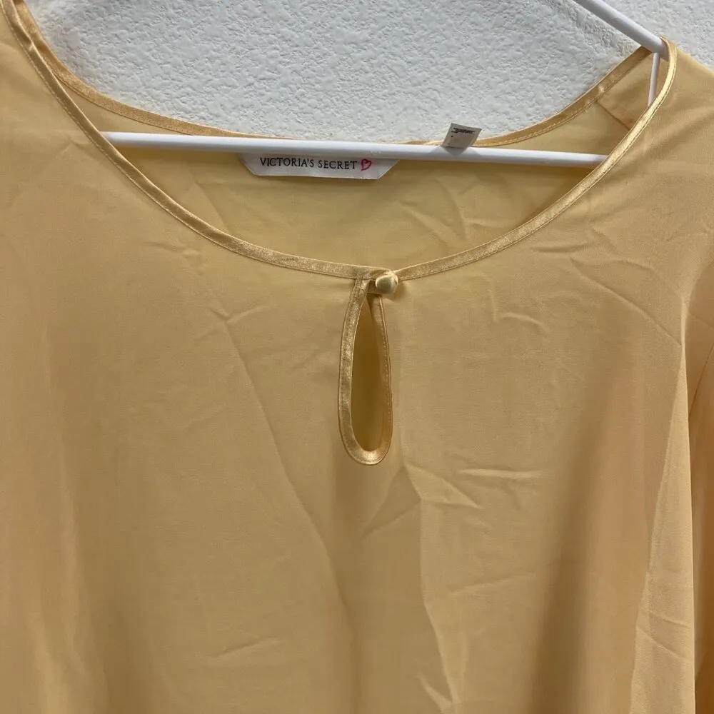 Victorias Secret Yellow Sheer Blouse With Keyhole Accent & Button Details - Image 2