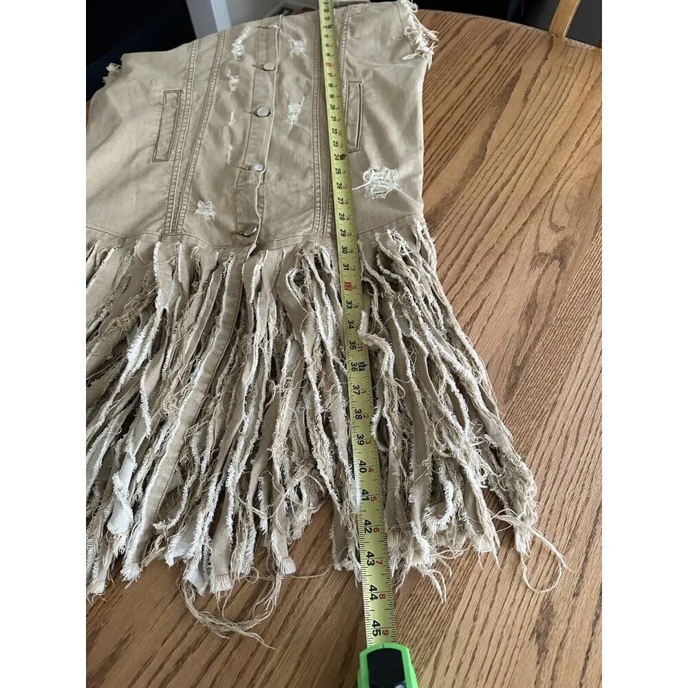 Anthroplology Alexander Bueno Distressed Fringe Dress Jacket Shacket Sz S/M - Image 14