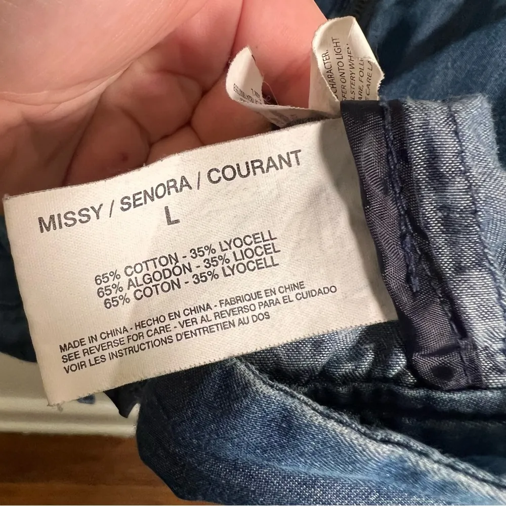 Nine West Jeans Chambray Moto Jacket Asymmetric Zip L - Image 10