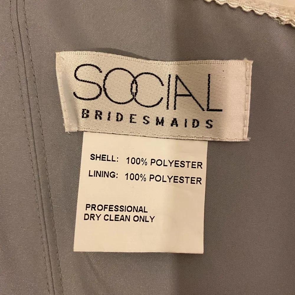 NWOT Social Bridesmaids Strapless Georgette Evening Formal Gown, Platinum, 12 - Image 9