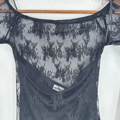 Elodie Sheer Black Floral Lace Long Sleeve Top XS Date Night Girls Night Out NWT - Image 3