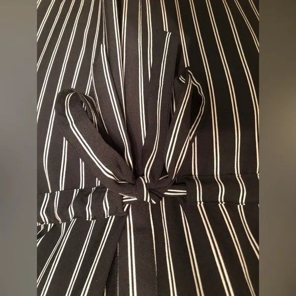 Suzy Shier Striped Shirtdress Sz L Black White - Image 4