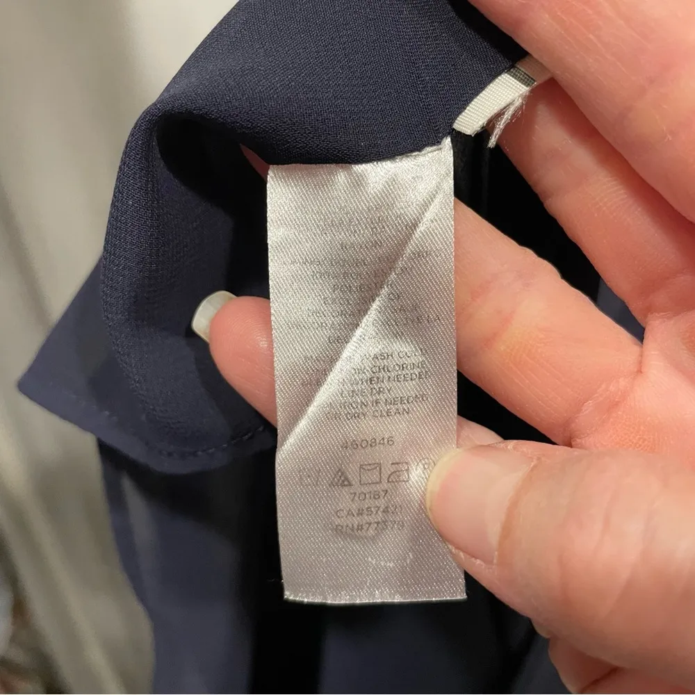 Ann Taylor dark navy boho classic ruffle sleeve dress cutout crochet vneck midi - Image 5