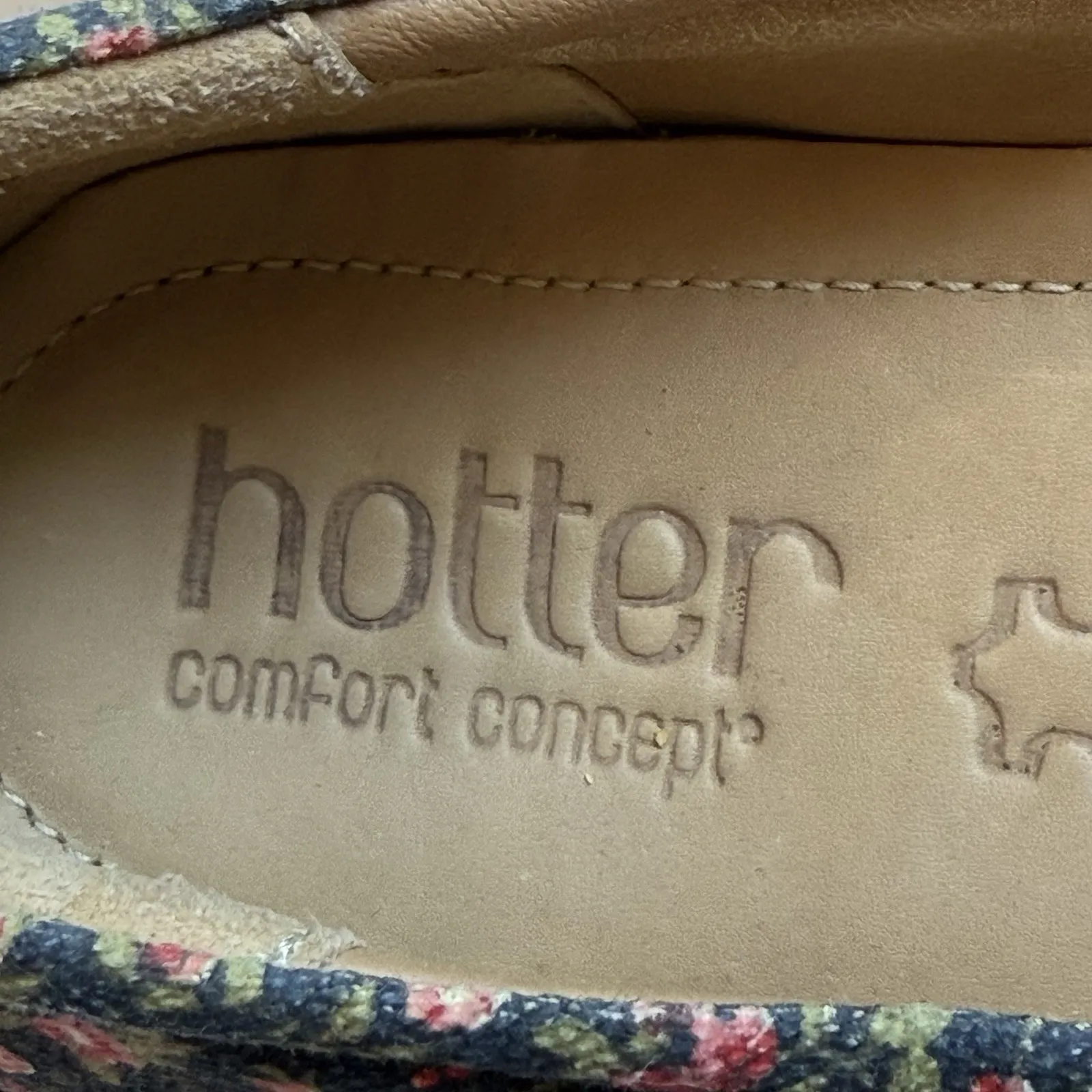 Hotter Leather Mary Jane Shoes Women US 7 EU 38 Nirvana Floral Slip On Comfort Blue - Image 6