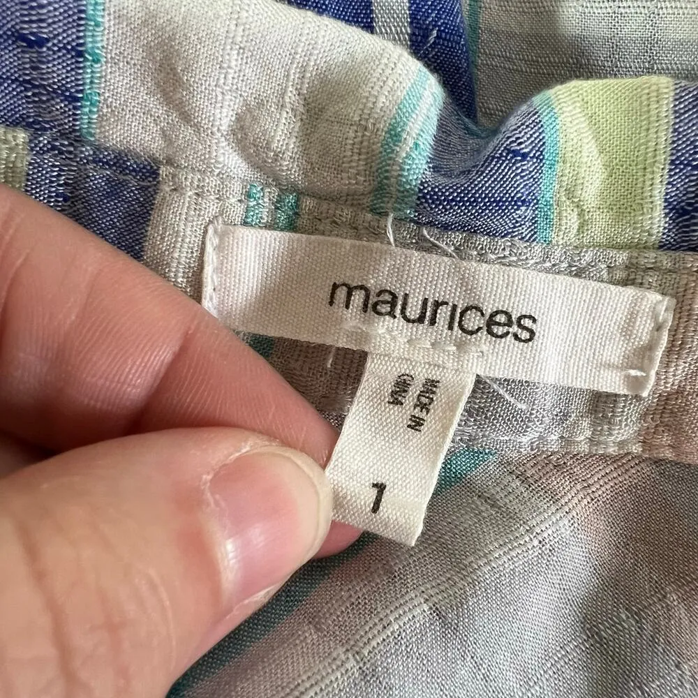 Maurices Womens Shirt Button Down Collared Cold Shoulder Long Sleeve Plaid 1X - Image 7