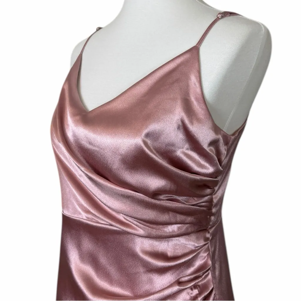 Birdy Grey English Rose Satin Mermaid Wrap Style Maxi Dress Women’s Size Medium Pink - Image 12