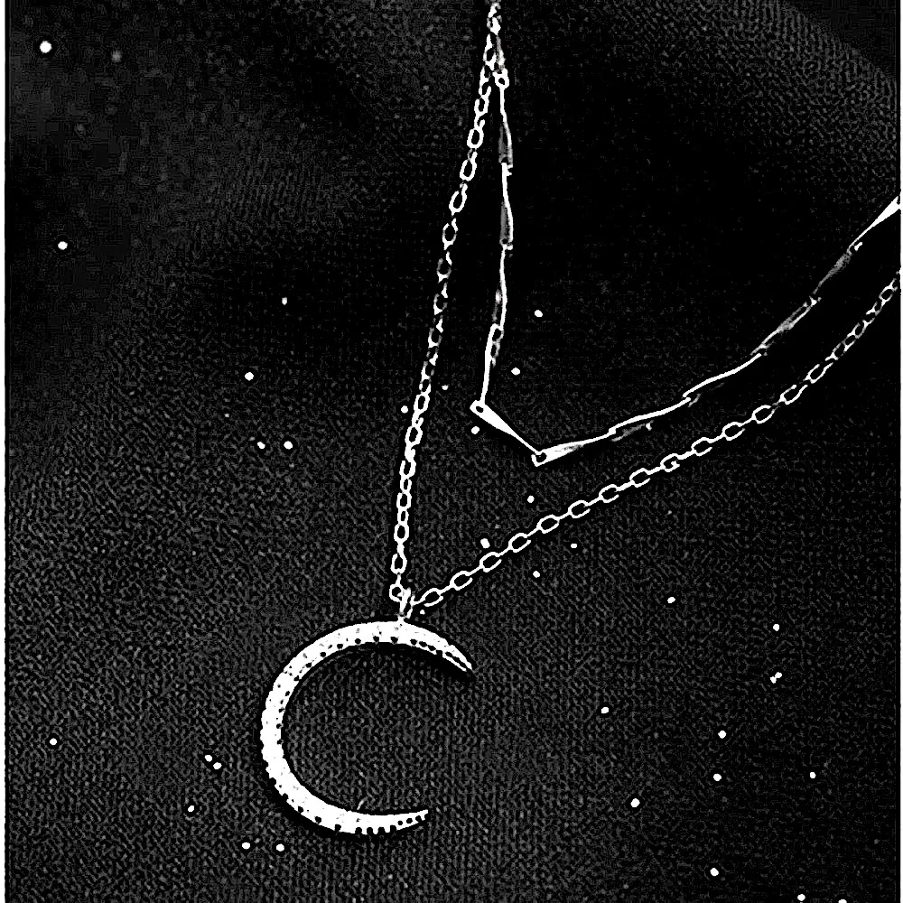 Sparkly Multilayer Moon Necklace, 16-18”‎ | White Gold Over 925 Sterling Silver - Image 7