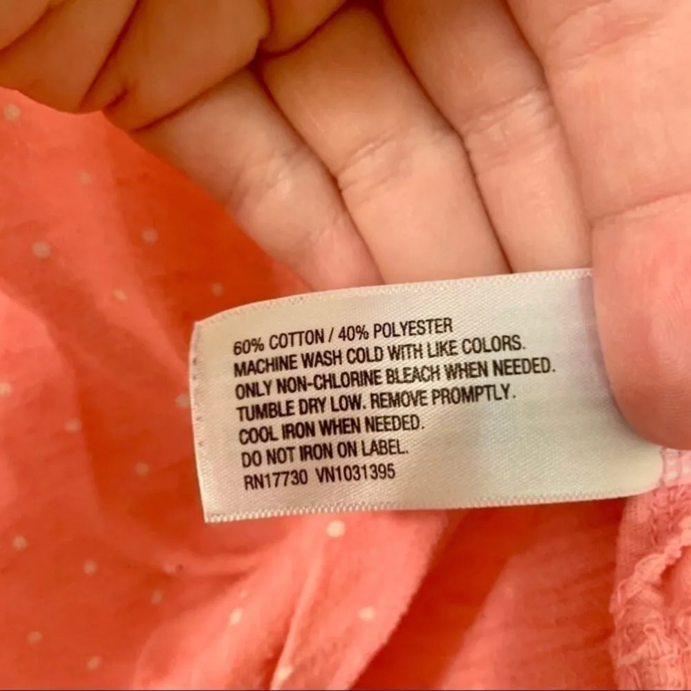 Xhileration Coral Polka Dot Long Sleeve Pajama Top Size Large - Image 6