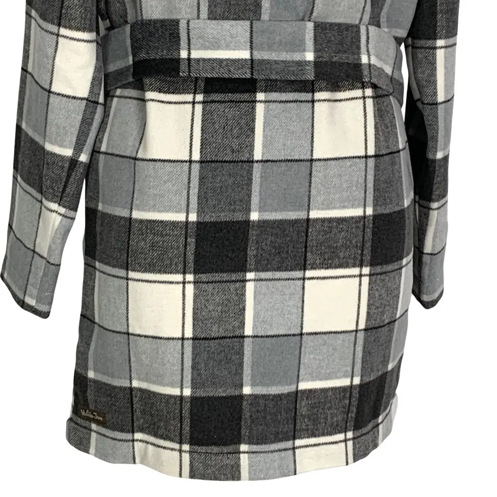 Matilda Jane Check It Twice Plaid Open Front Wrap Belted Shacket Coat Jacket XS - Image 6