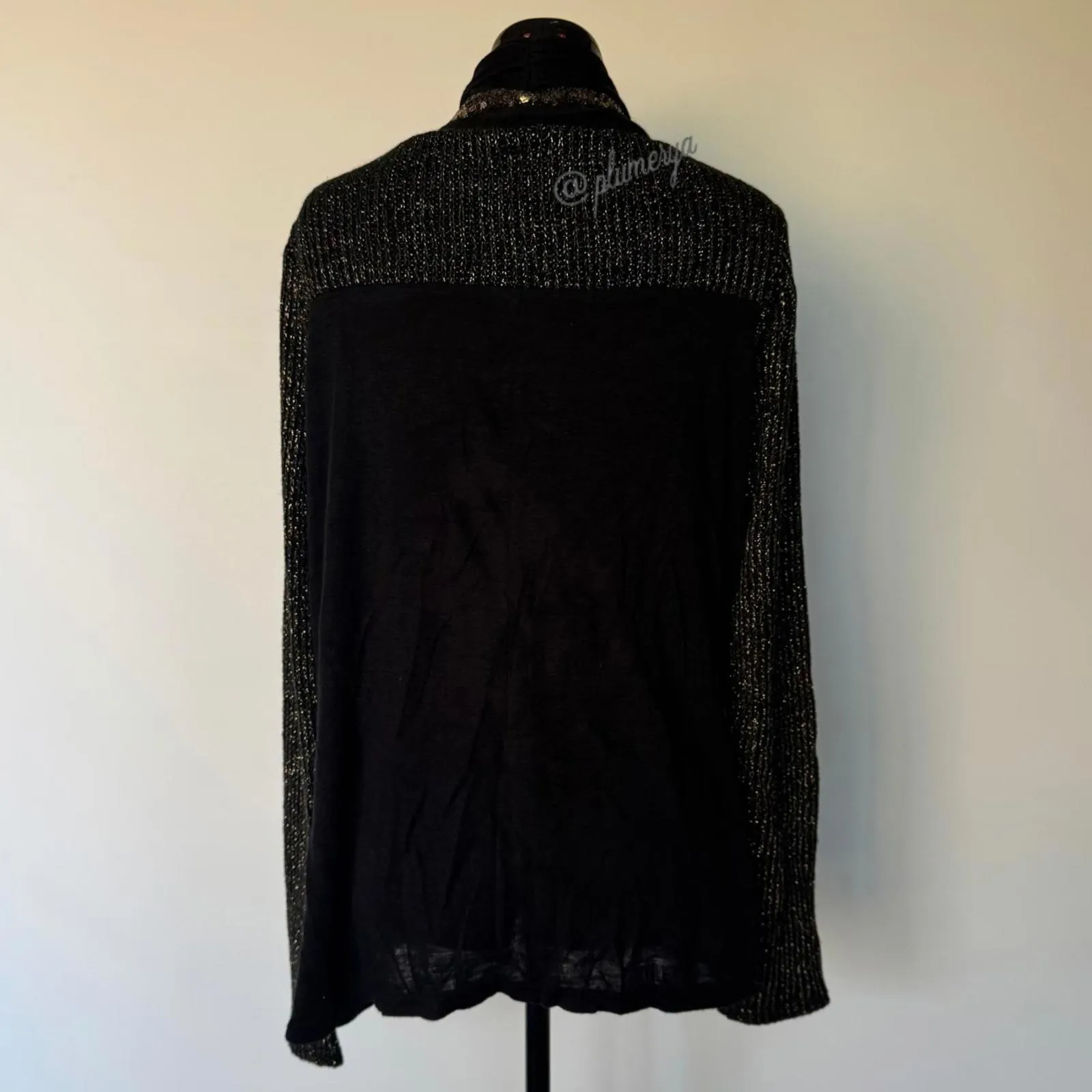 Miss Me Black and Gold Sequined Cardigan Size L NWT - Image 2