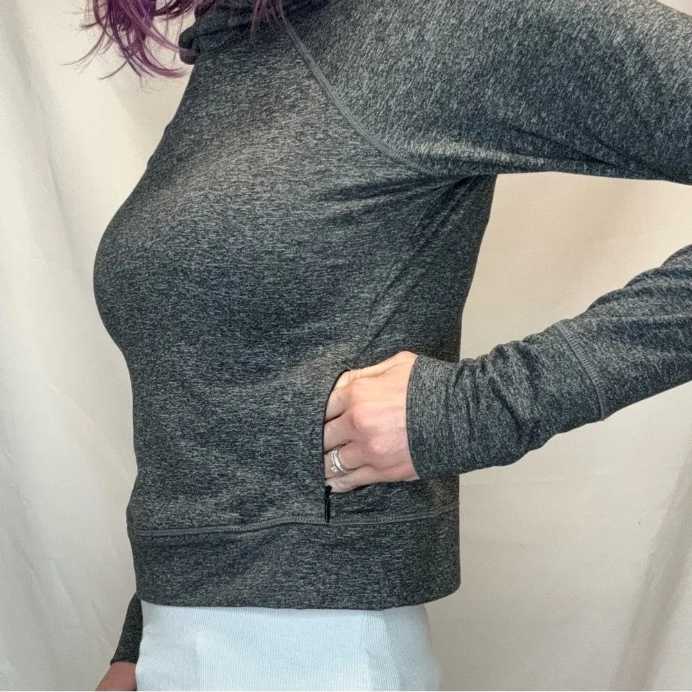 Old Navy Active Women Cozecore Cropped Scuba Hoodie Grey Gray S SM Small ST TALL - Image 2