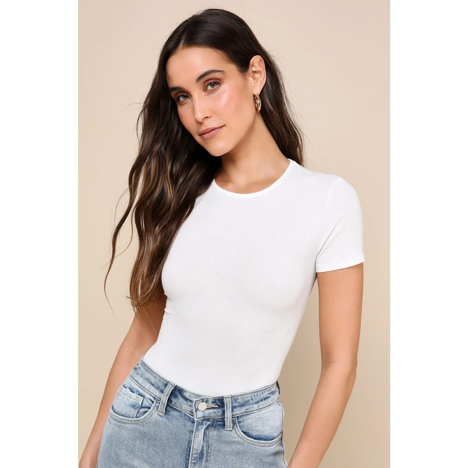 Lulus Kinship White Ribbed Bodysuit S NWT - Image 2