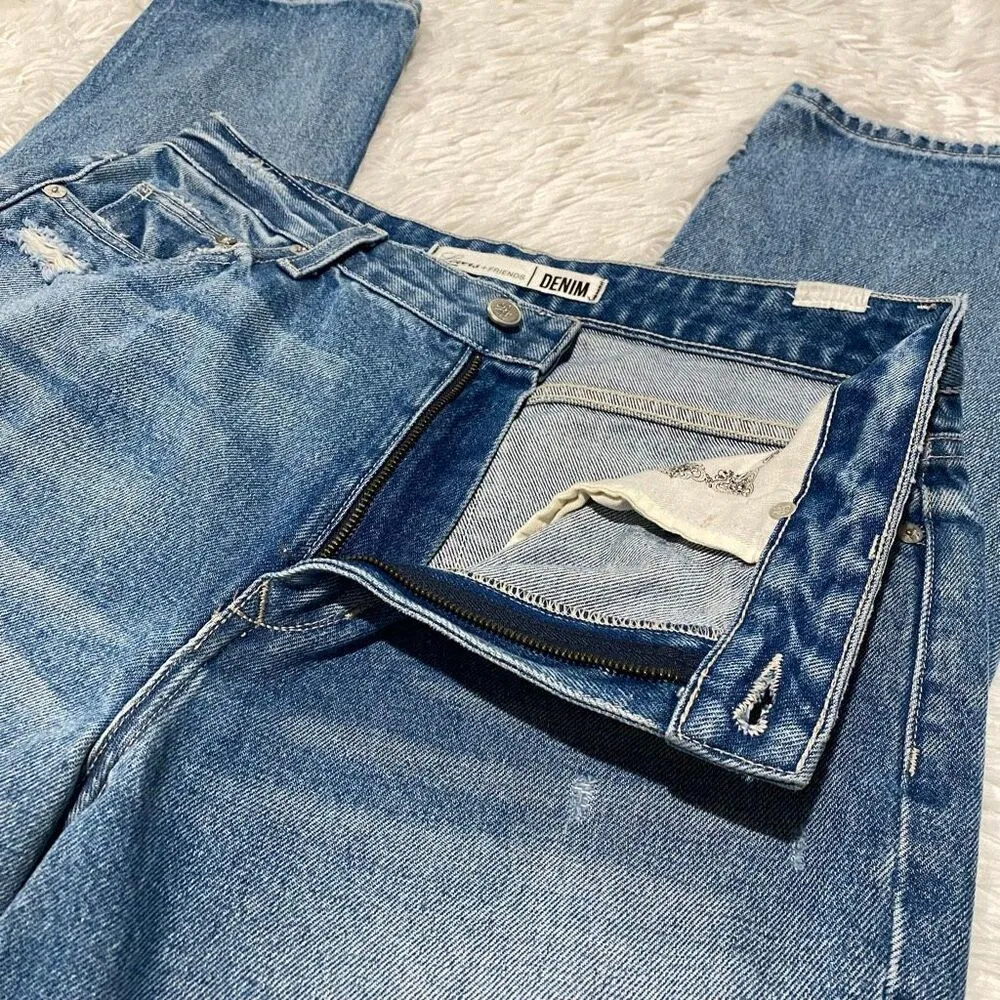 Lovers + Friends High Rise Straight Leg Jeans in Blue Size 29 - Image 5
