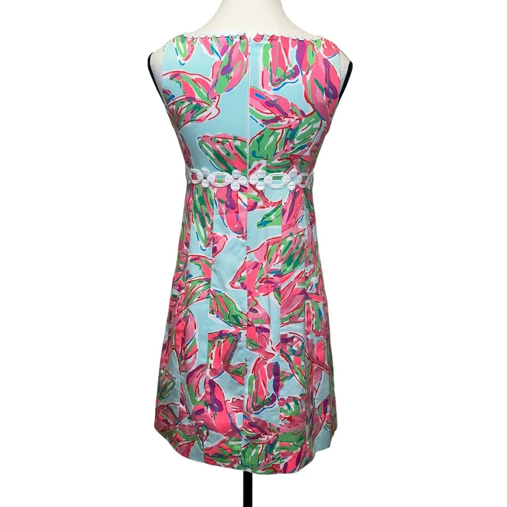 Lilly Pulitzer Rosie Shift Dress In The Vias Print 100% Cotton Sleeveless Size 0 - Image 4