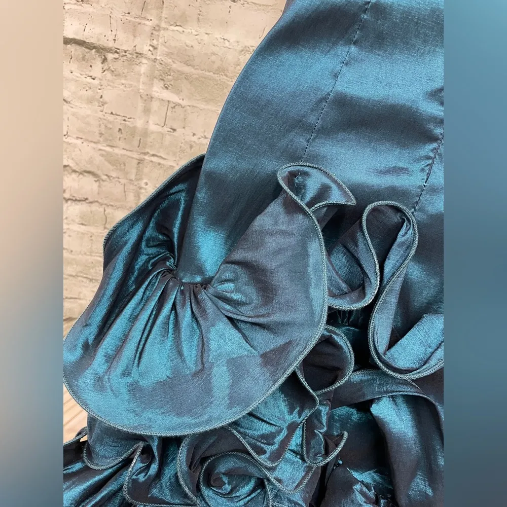 Midnight teal strapless ruffle dress sz S nwt Blue - Image 3