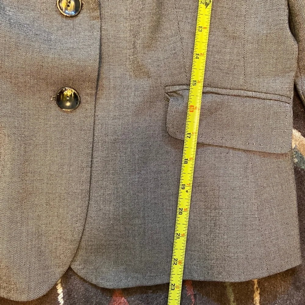 Nine West Blazer Plaid Double-Breasted Brown Floral Lining Size 8 - Image 14