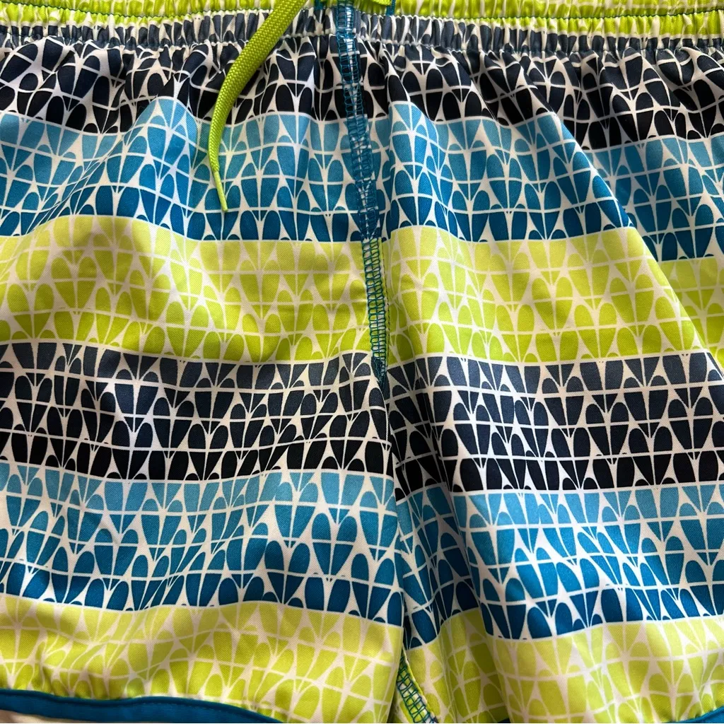 Nike Women’s FitDry Running Shorts Striped Blue Green XS - Image 2