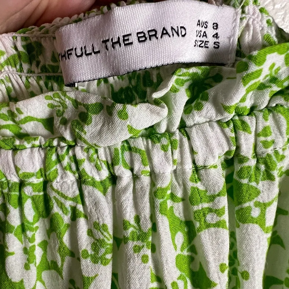 Faithfull The Brand Mae Freya Green Floral Print Belted Square Neck Midi Dress S - Image 10