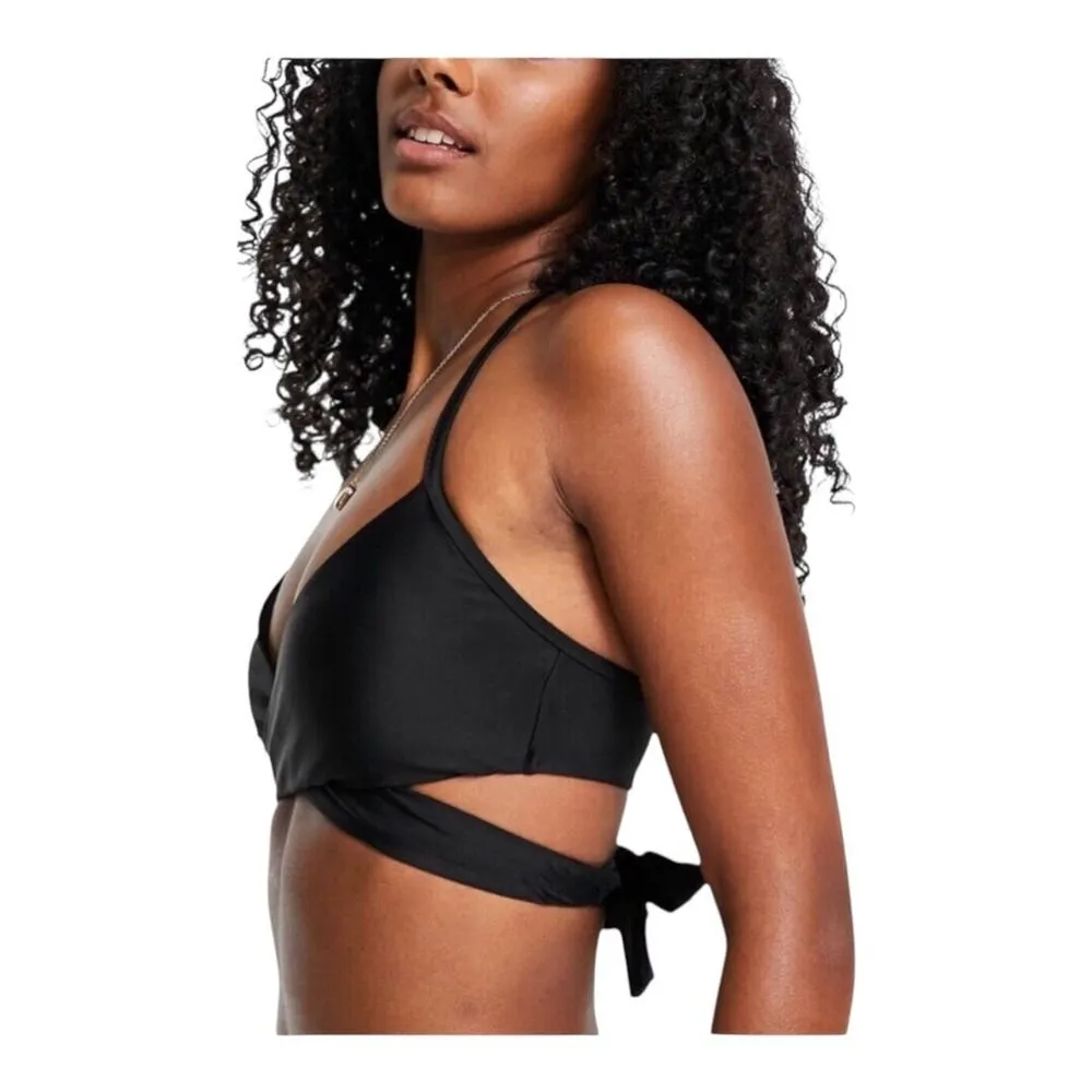 Aerie NWT Stylish Wrap Around Criss Cross Halter Bikini Top Black Size Small - Image 14