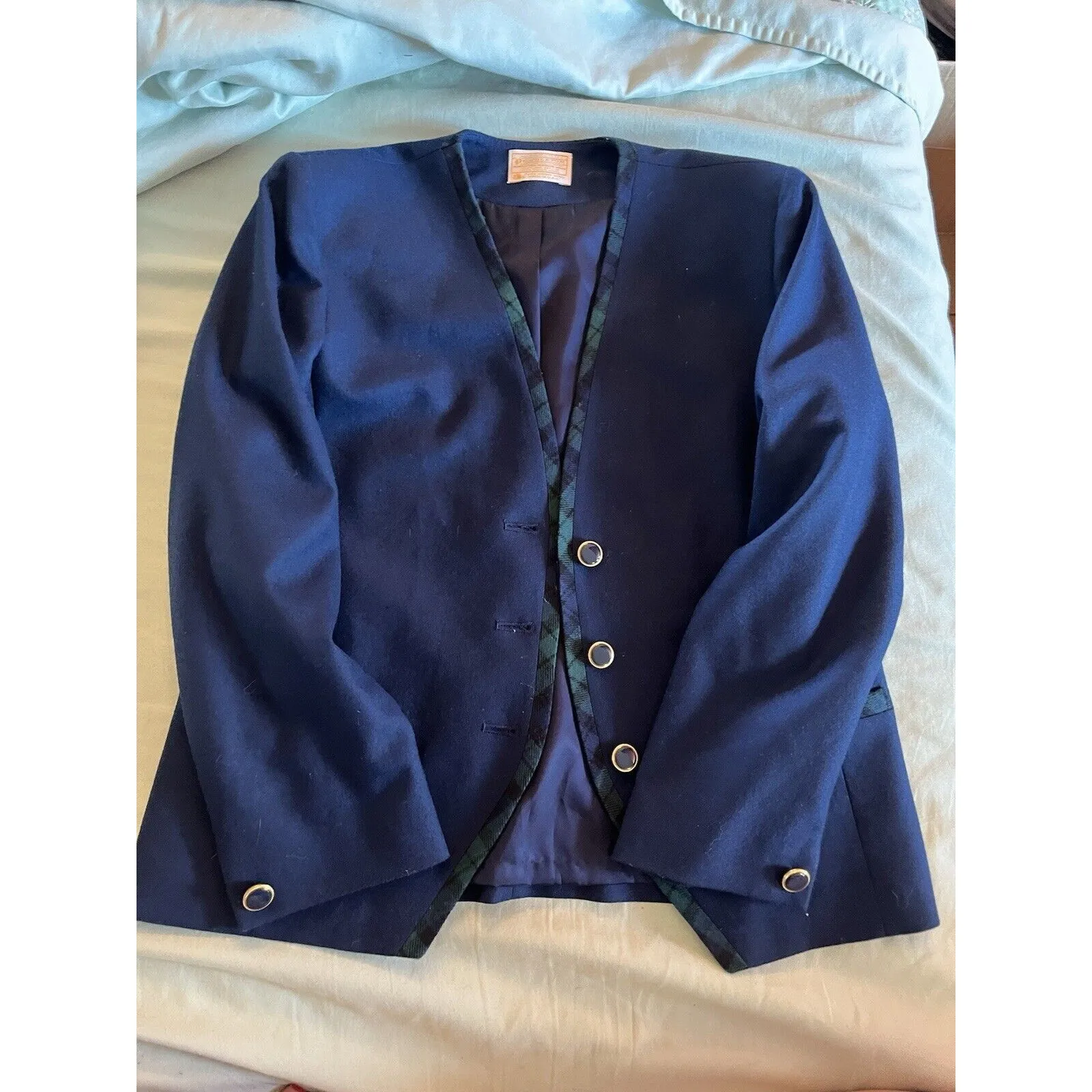 Vintage Pendleton Virgin Wool Blazer Teal Blue 3-Button Women's Size 10 Lined - Image 2