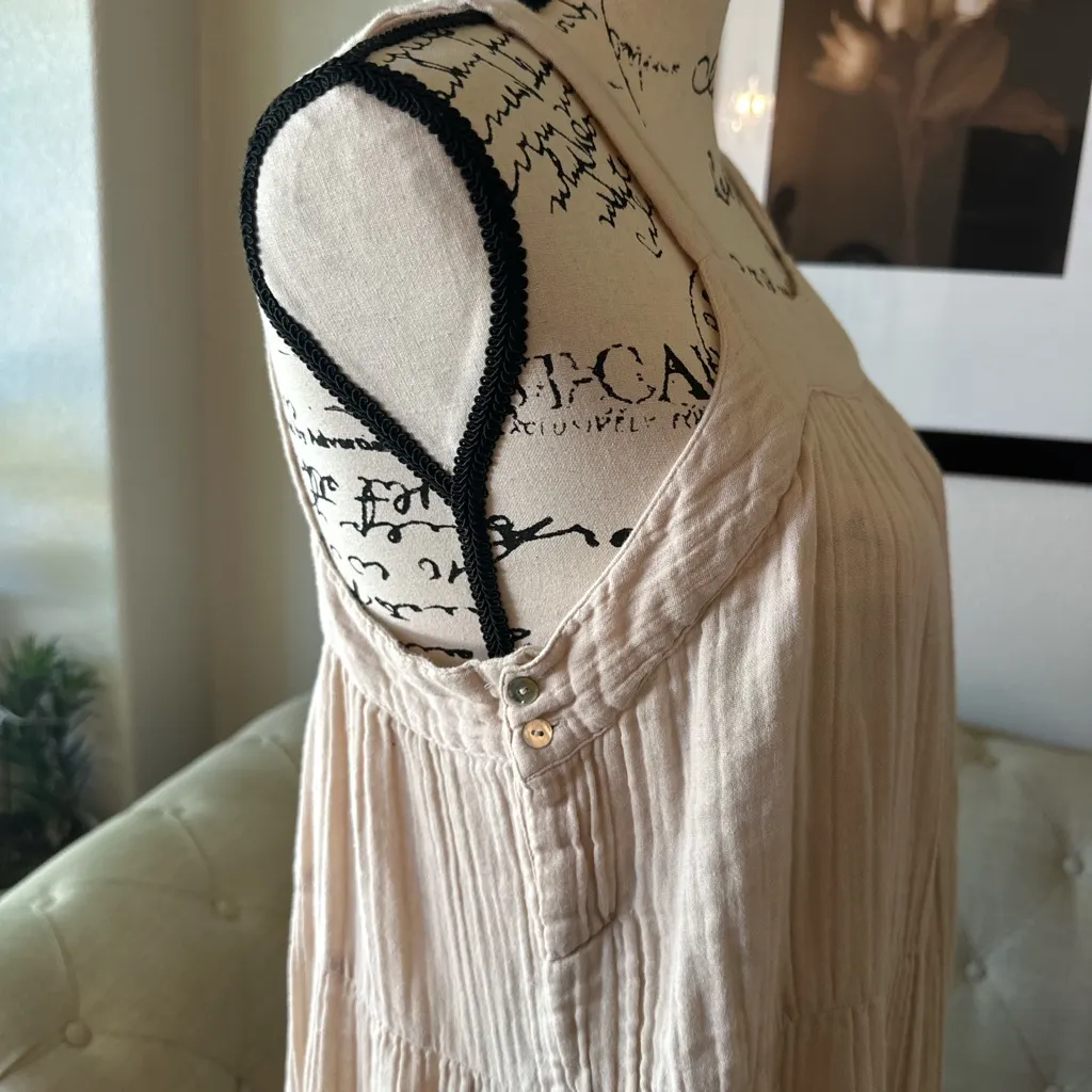 Tan Smocked Maxi Sundress with Cap Sleeves‎ Size M - Image 5