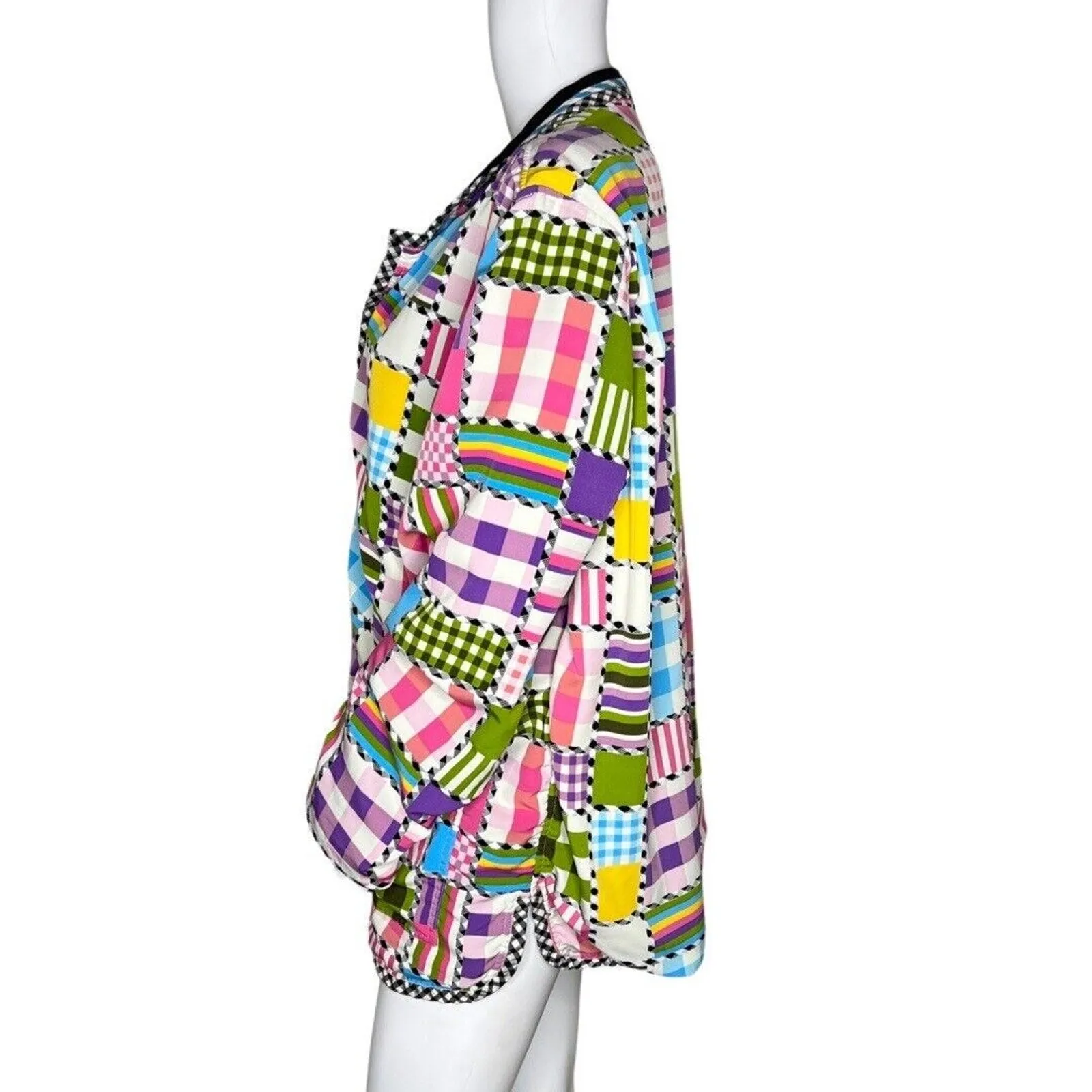Koos of Course‎ Jacket Womens 1X Black Multi Patchwork Reversible Colorful Fun - Image 5