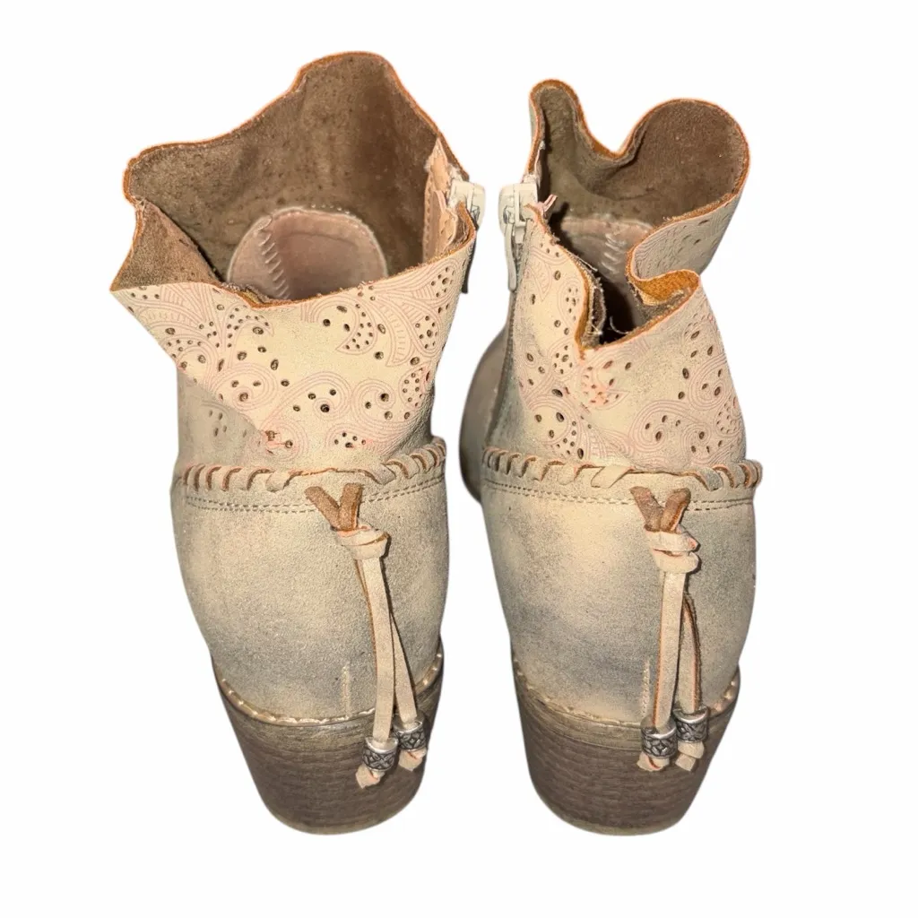 Boutique by Corky’s Dazzeling Metallic Cream Laser Cut Faux Leather Booties 9 - Image 4