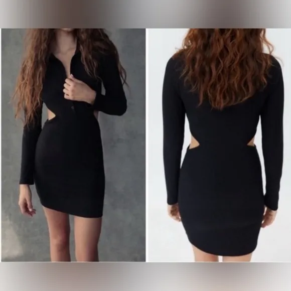 Woman’s Urban Outfitters Ribbed Black Cut-Out Dress Size XSmall - Image 2