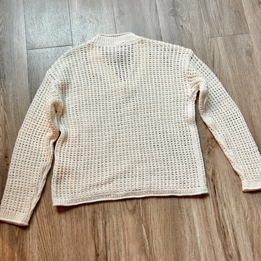 Madewell Open-Stitch V-Neck Pullover Sweater Bright Ivory Size XXS NWT - Image 10