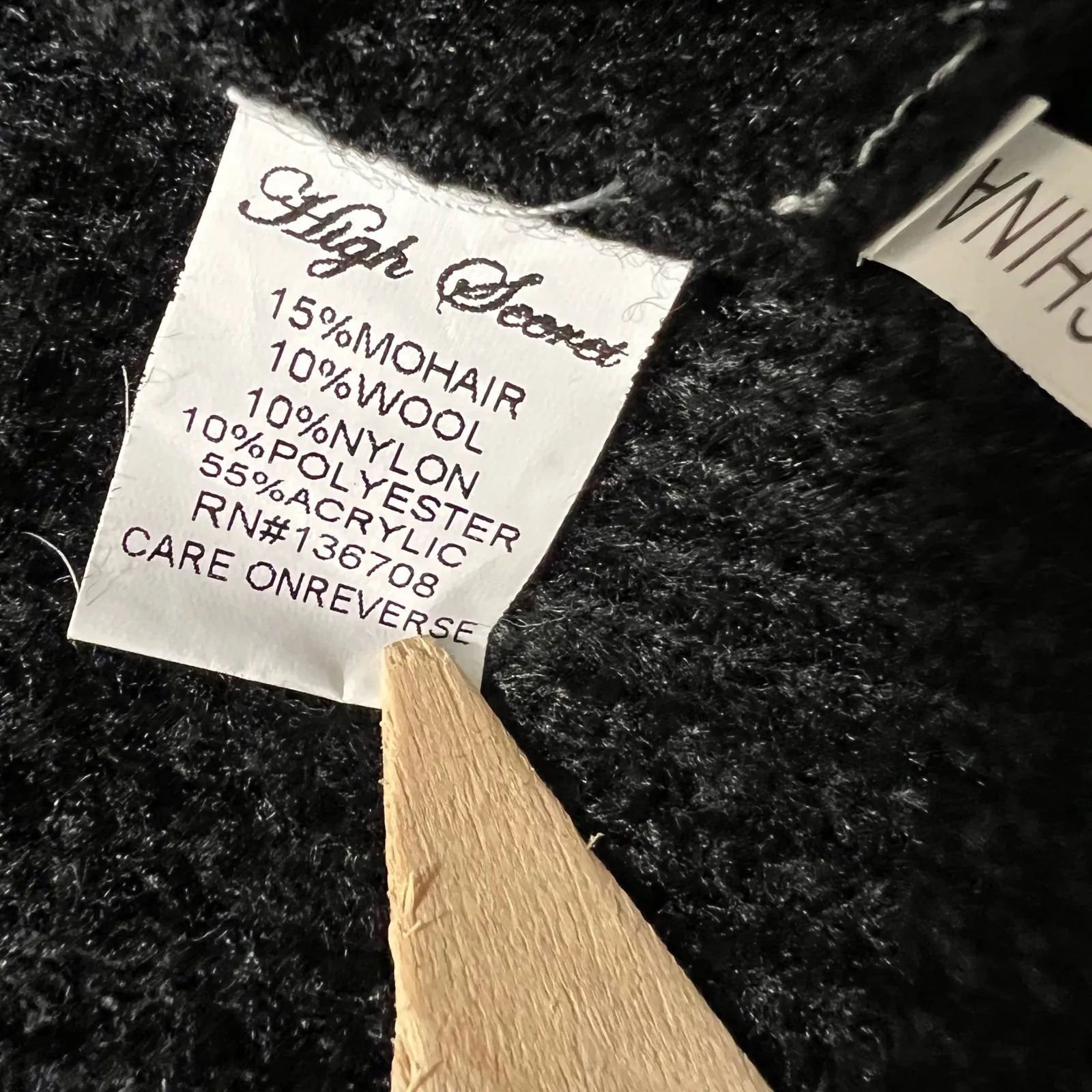 Artsy Mohair Wool Blend Jacket Boutique Coat Crochet Lace Detail‎ Large Boho Black - Image 5