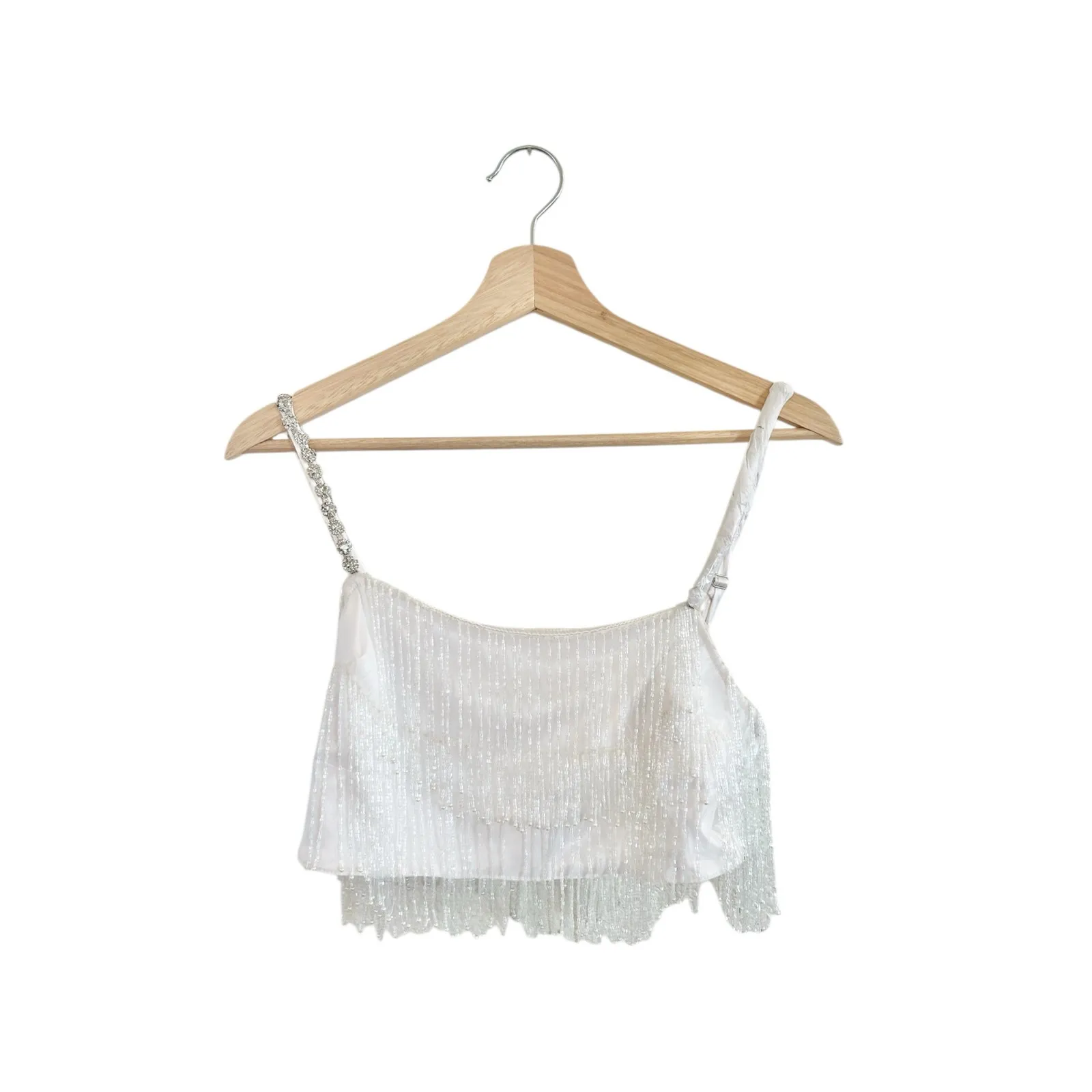 Show Me Your Mumu Swift Fringe Top in White Beaded Fringe XL - Image 3