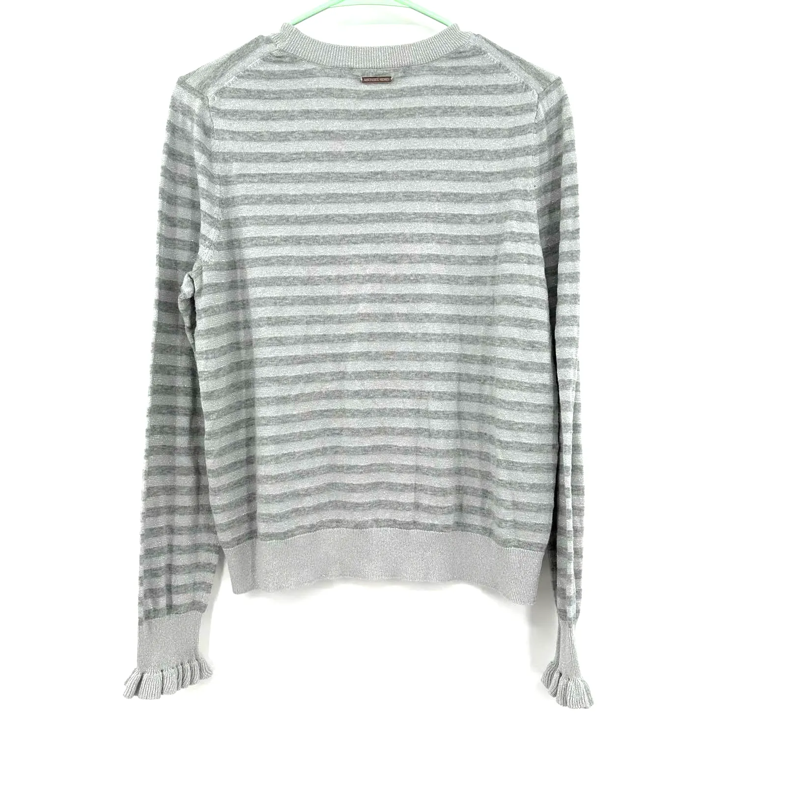 MICHAEL Michael Kors size Medium gray silver striped pullover‎ sweater - Image 2