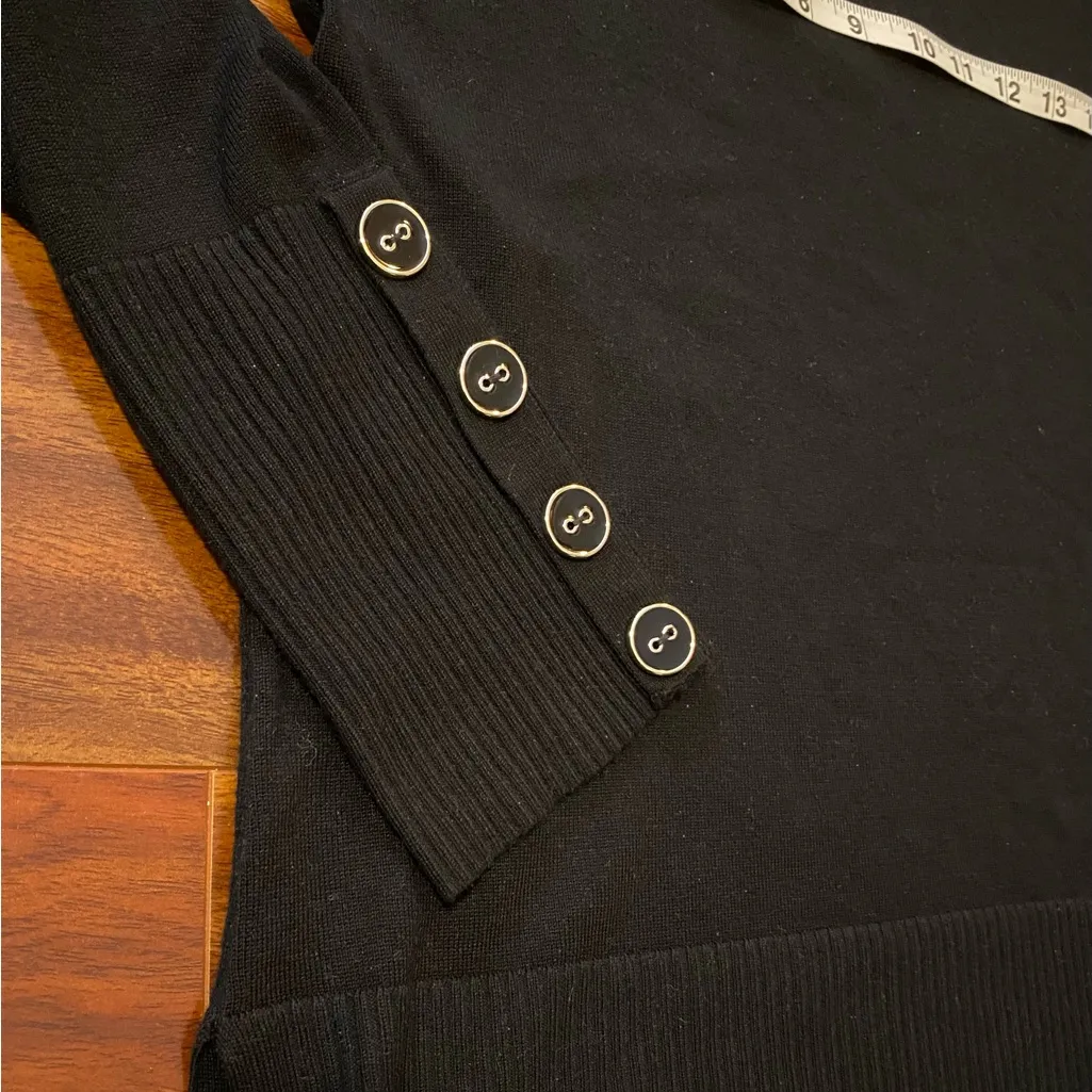 Melissa Paige Black Sweater with Button Details size large - Image 5