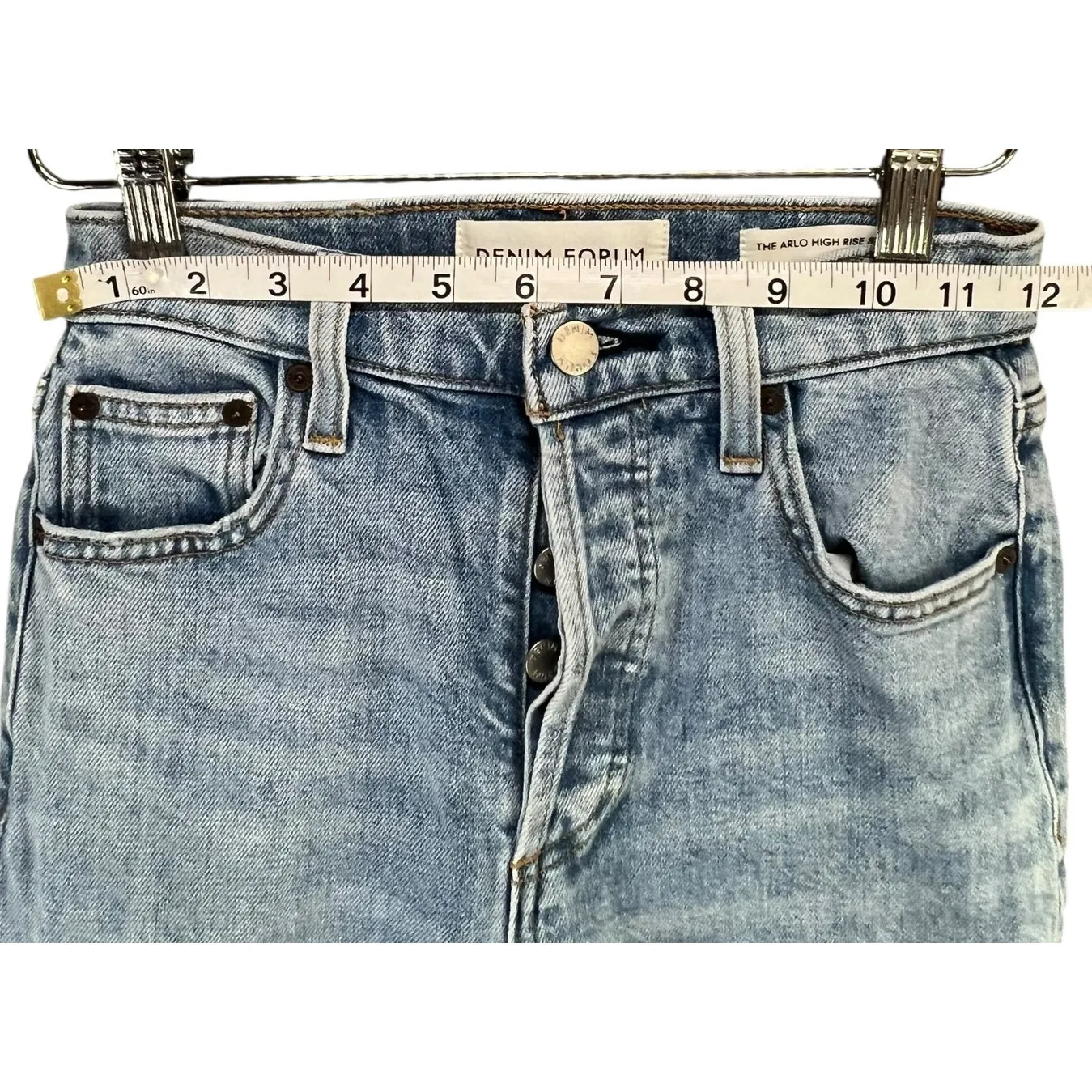 Denim Forum The Arlo High Rise Straight Jeans Womens 23 Blue Button Fly Classic - Image 5