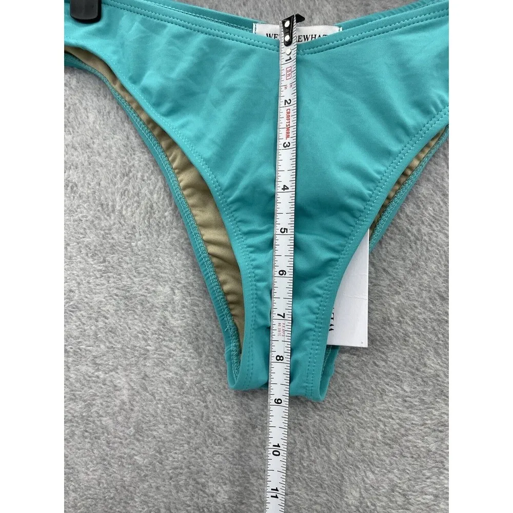WEWOREWHAT Women's Bikini Bottom Cheeky Rio Cut Solid Teal Size Medium V Shape - Image 7