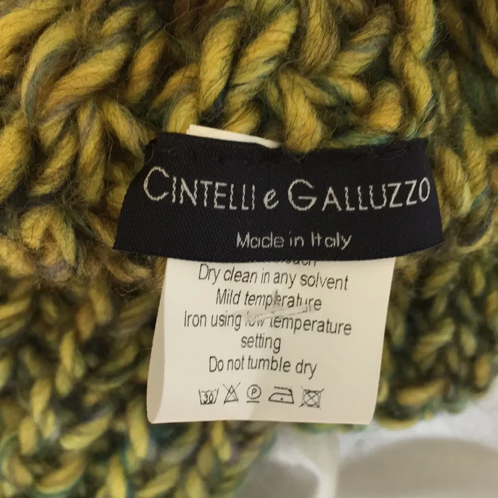 Cintelli e Galluzzo Yellow green Italian wool alpaca chunky infinity scarf - Image 5