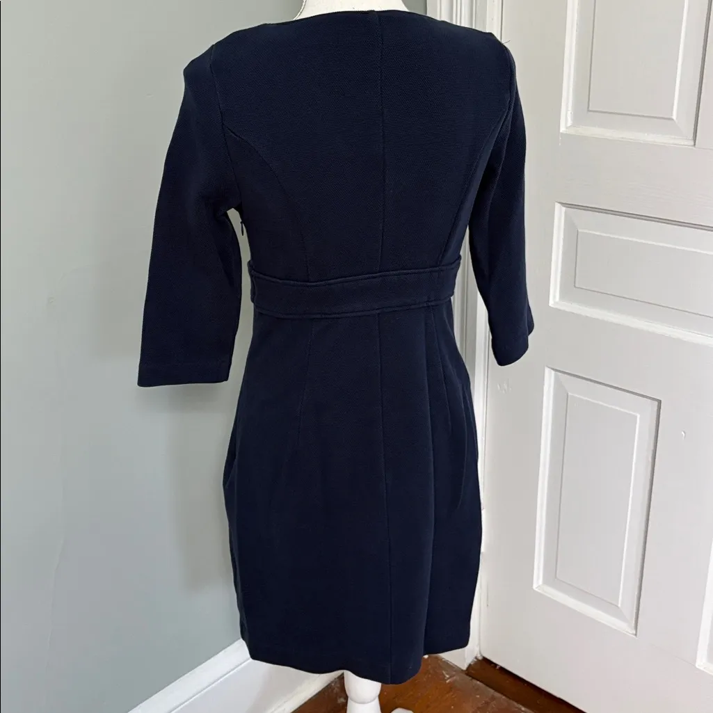 Boden Textured Ponte Knit Dress Navy 3/4 Sleeve Blue size 8R - Image 3