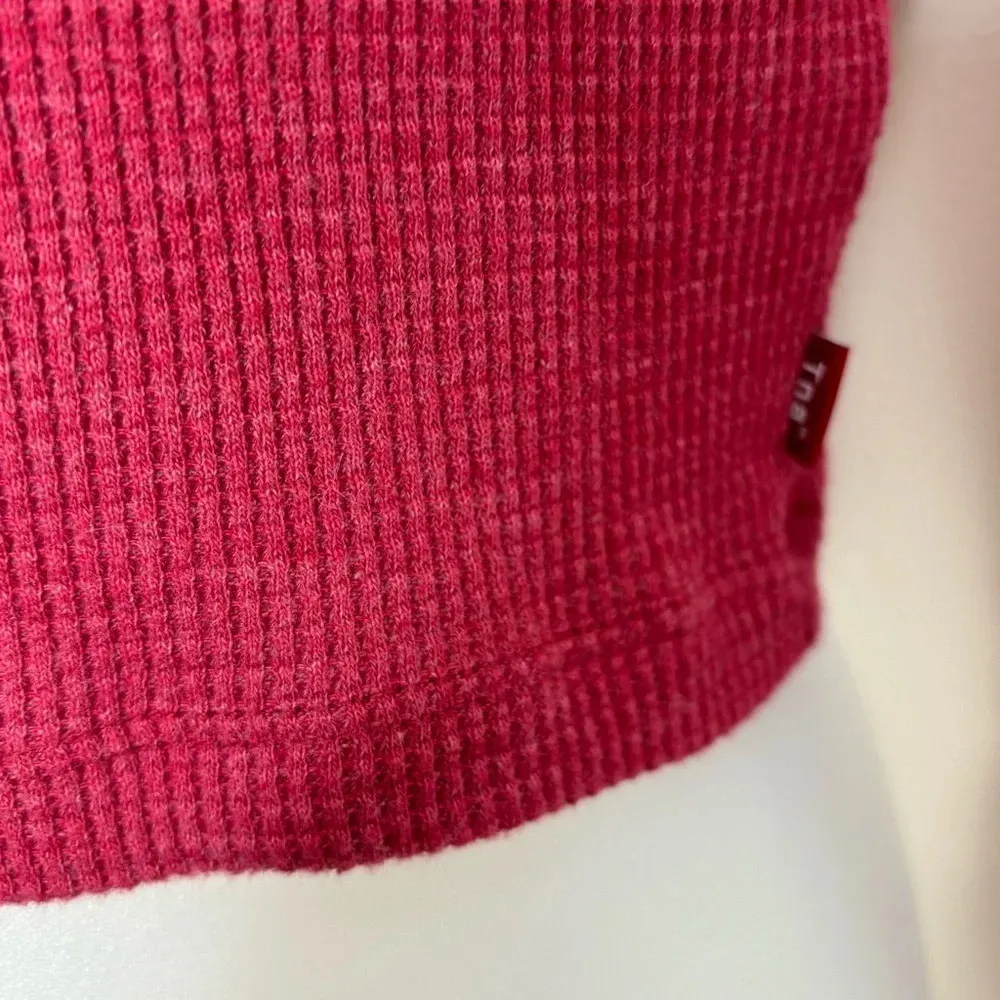 TNA Red Cropped long Sleeve High Neck Waffle Knit Thermal top size small - Image 5