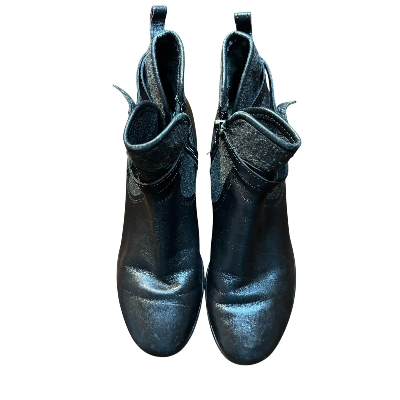 UGG Boots Womens‎ Size 7 Black Wedge Platform Ankle Leather Side Zip Strap EU 38 - Image 2