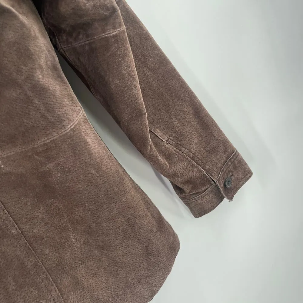 VINTAGE Nygard Shacket Suede Button Down Jacket Size 14 Shirt Western Brown - Image 9