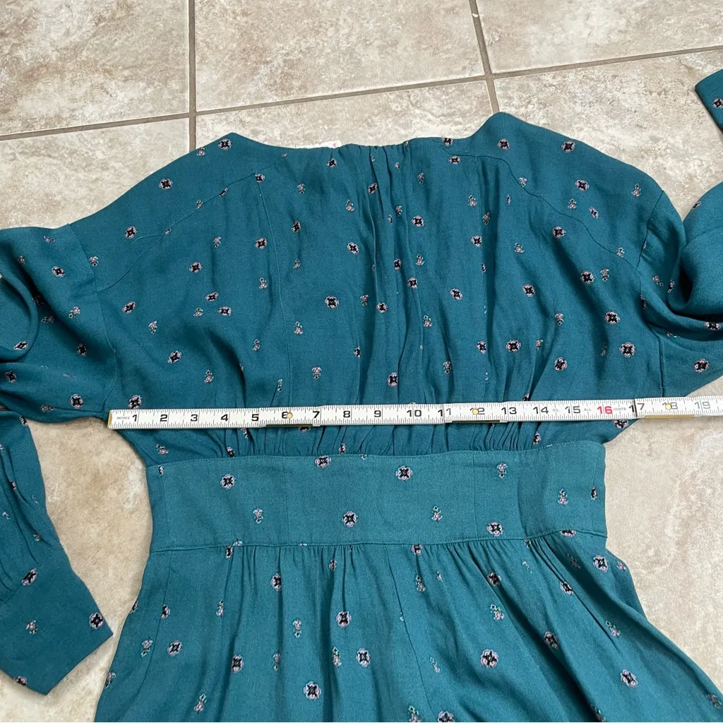 $128‎ NWT FREE PEOPLE SzS LOVE GROWS LONG SLEEVE ROMPER GREEN COMB - Image 5